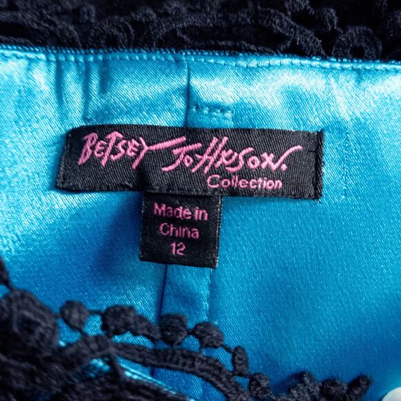 Betsey Johnson Party Dress Lace Detail Size 12 Y2K Partycore Satin - Picture 7 of 9